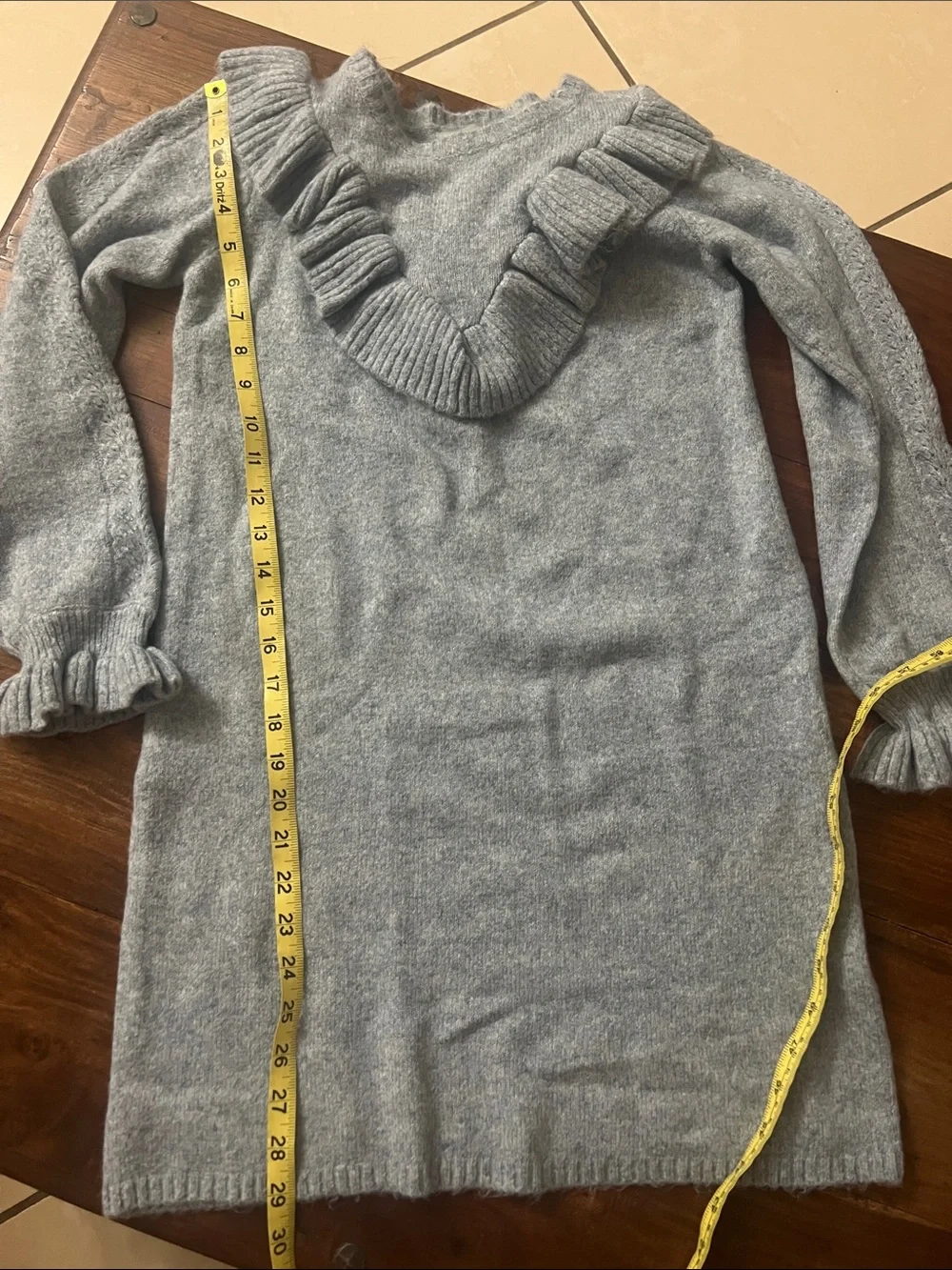 Girls Light Blue Ruffle Sweater Dress